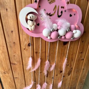 ⁦تعليقة الغيمة المضيئة باكثر من لون ازرق / زهري / ابيض⁩ - الصورة ⁦5⁩