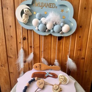 ⁦تعليقة الغيمة المضيئة باكثر من لون ازرق / زهري / ابيض⁩ - الصورة ⁦6⁩