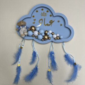 ⁦تعليقة الغيمة المضيئة باكثر من لون ازرق / زهري / ابيض⁩ - الصورة ⁦2⁩